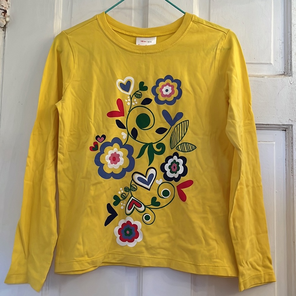 NWT Hanna Andersson girls yellow floral top in size 140 cm/10